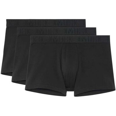 Hom - Lot De 3 Boxers Classiques En Coton Noir Uni Avec Logos Noirs - Noir M - Publicité Hom - Lot De 3 Boxers Classiques En Coton Noir Uni Avec Logos Noirs - Noir M - Publicité