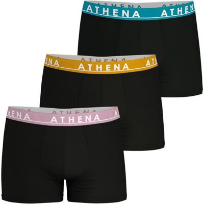 - Lot De 3 Boxers Classiques Athena En Coton Noirs à Ceintures Tricolores - Noirs M - Publicité - Lot De 3 Boxers Classiques Athena En Coton Noirs à Ceintures Tricolores - Noirs M - Publicité