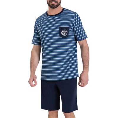 - Pyjama Court Coupe Droite Athena En Coton Bleu à Rayures Et Avec Une Poche - Bleu M - Publicité - Pyjama Court Coupe Droite Athena En Coton Bleu à Rayures Et Avec Une Poche - Bleu M - Publicité