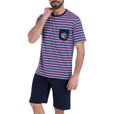- Pyjama Court Coupe Droite Athena En Coton Rouge Et Bleu Marine à Rayures - Rouge XL - Publicité - Pyjama Court Coupe Droite Athena En Coton Rouge Et Bleu Marine à Rayures - Rouge XL - Publicité