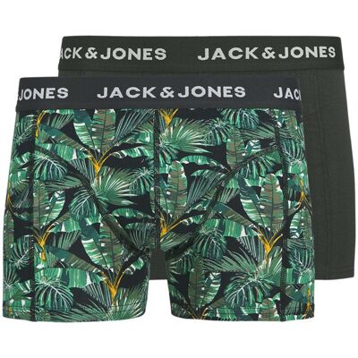 Jack & Jones - Lot De 2 Boxers Classiques Noirs Et Verts Avec Un Imprimé Floral - Multicolores XL - Publicité Jack & Jones - Lot De 2 Boxers Classiques Noirs Et Verts Avec Un Imprimé Floral - Multicolores XL - Publicité