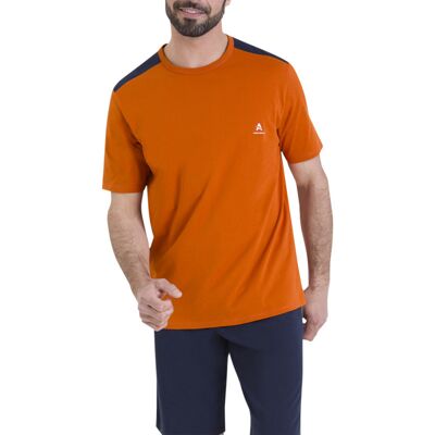 - Pyjama Athena Coton Avec Manches Courtes Et Col Rond Bleu Marine Et Orange - Bleu Marine Et Orange L - Publicité - Pyjama Athena Coton Avec Manches Courtes Et Col Rond Bleu Marine Et Orange - Bleu Marine Et Orange L - Publicité