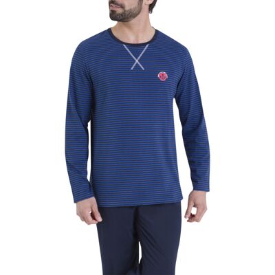 - Pyjama Athena Coton Avec Manches Longues Et Col Rond Bleu Marine Rayé - Bleu Marine XL - Publicité - Pyjama Athena Coton Avec Manches Longues Et Col Rond Bleu Marine Rayé - Bleu Marine XL - Publicité
