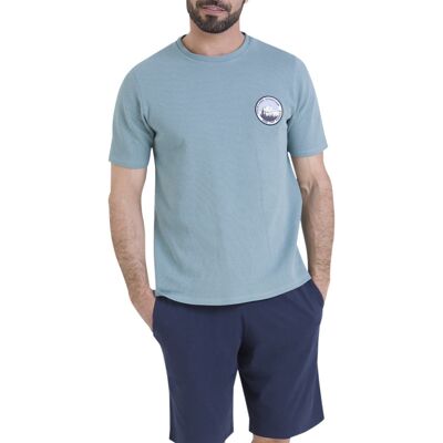 - Pyjama Athena Coton Avec Manches Courtes Et Col Rond Marine Et Bleu Clair - Marine Et Bleu Clair M - Publicité - Pyjama Athena Coton Avec Manches Courtes Et Col Rond Marine Et Bleu Clair - Marine Et Bleu Clair M - Publicité