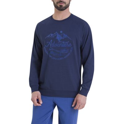 - Pyjama Athena Coton Avec Manches Longues Et Col Rond Bleu - Bleu XL - Publicité - Pyjama Athena Coton Avec Manches Longues Et Col Rond Bleu - Bleu XL - Publicité