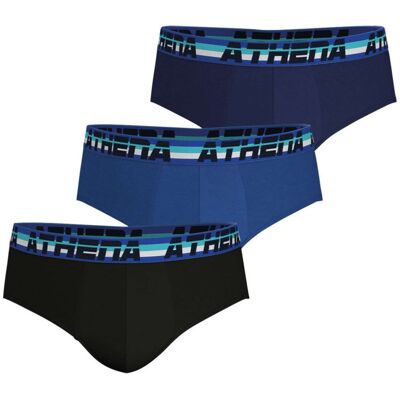 - Slips Athena En Coton Bleus, Lot De 3 - Bleus 3XL - Publicité - Slips Athena En Coton Bleus, Lot De 3 - Bleus 3XL - Publicité