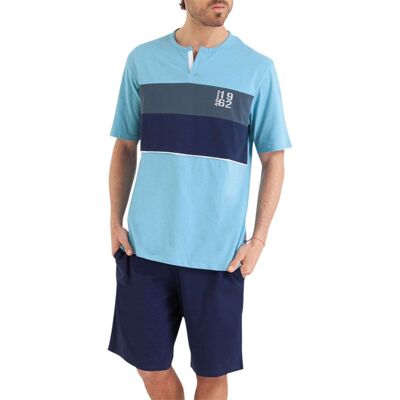 - Pyjama Court Athena En Coton Avec Manches Courtes Et Col Tunisien Ouvert Marine Rayé - Marine 2XL - Publicité - Pyjama Court Athena En Coton Avec Manches Courtes Et Col Tunisien Ouvert Marine Rayé - Marine 2XL - Publicité