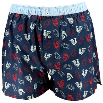 Arthur - Caleçon Arthur Coq En Coton Bio Bleu Marine à Motifs Coqs - Bleu S - Publicité Arthur - Caleçon Arthur Coq En Coton Bio Bleu Marine à Motifs Coqs - Bleu S - Publicité
