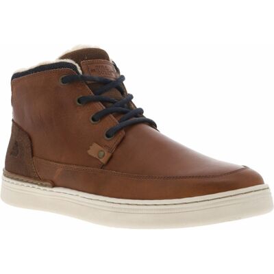 Bullboxer - Bottines Bullboxer(h) En Cuir Marron à Semelle Plate Et à Lacets Ronds Bleus - Cognac 41 - Publicité Bullboxer - Bottines Bullboxer(h) En Cuir Marron à Semelle Plate Et à Lacets Ronds Bleus - Cognac 41 - Publicité