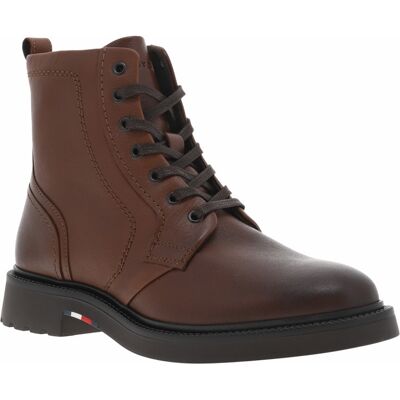- Bottines Tommy Hilfiger En Cuir Cognac Et à Lacets Et Zip Latéral - Cognac 42 - Publicité - Bottines Tommy Hilfiger En Cuir Cognac Et à Lacets Et Zip Latéral - Cognac 42 - Publicité