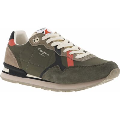Pepe Jeans - Baskets Pepe Jeans En Cuir Kaki Et à Lacets Plats - Kaki 41 - Publicité Pepe Jeans - Baskets Pepe Jeans En Cuir Kaki Et à Lacets Plats - Kaki 41 - Publicité