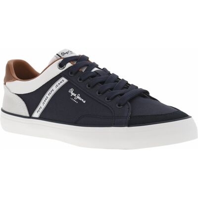 Pepe Jeans - Tennis Pepe Jeans En Cuir Marine Et à Lacets Plats - Marine 43 - Publicité Pepe Jeans - Tennis Pepe Jeans En Cuir Marine Et à Lacets Plats - Marine 43 - Publicité