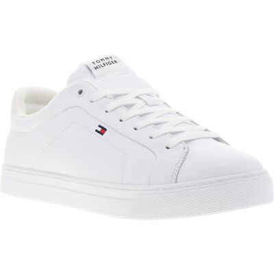- Tennis Tommy Hilfiger En Cuir Blanc Et à Lacets - Blanc 45 - Publicité - Tennis Tommy Hilfiger En Cuir Blanc Et à Lacets - Blanc 45 - Publicité