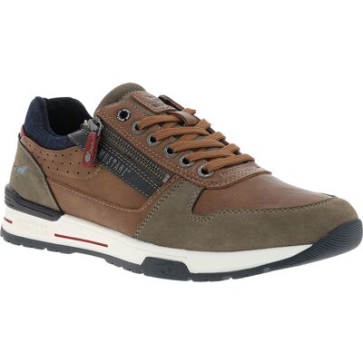 Mustang - Baskets Mustang Cognac Et à Lacets Et Zip Latéral - Brun 44 - Publicité Mustang - Baskets Mustang Cognac Et à Lacets Et Zip Latéral - Brun 44 - Publicité