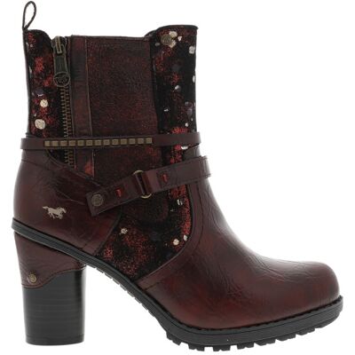 Mustang - Bottines Bordeaux à Talon Décroché Haut Pourvues D'une Fermeture Zippée Latérale - Rouge Foncé 39 - Publicité Mustang - Bottines Bordeaux à Talon Décroché Haut Pourvues D'une Fermeture Zippée Latérale - Rouge Foncé 39 - Publicité