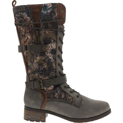 Mustang - Bottes Taupe Ornées De Motifs Fleuris Sur La Tige Avec Un Talon Décroché Bas - Beige 37 - Publicité Mustang - Bottes Taupe Ornées De Motifs Fleuris Sur La Tige Avec Un Talon Décroché Bas - Beige 37 - Publicité