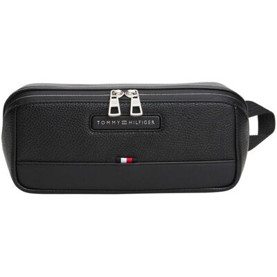 Tommy Hilfiger - Trousse Noire Aspect Grainé Pourvue D'une Fermeture Zippée Argentée - Noir TU - Publicité Tommy Hilfiger - Trousse Noire Aspect Grainé Pourvue D'une Fermeture Zippée Argentée - Noir TU - Publicité