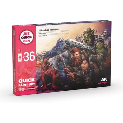 Ak Interactive Quick Gen - Quick Paint Set (Set 36 Refs + 2 Brush) - Publicité Ak Interactive Quick Gen - Quick Paint Set (Set 36 Refs + 2 Brush) - Publicité