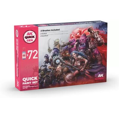 Ak Interactive Quick Gen - Quick Paint Set (Set 72 Refs + 2 Medium + 2 Brush) - Publicité Ak Interactive Quick Gen - Quick Paint Set (Set 72 Refs + 2 Medium + 2 Brush) - Publicité