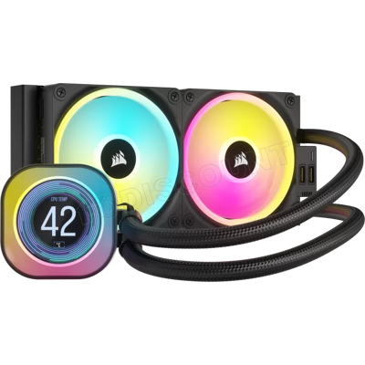 Kit Watercooling AIO Corsair iCue Link H100i LCD RGB - 240mm (Noir) - Publicité Kit Watercooling AIO Corsair iCue Link H100i LCD RGB - 240mm (Noir) - Publicité