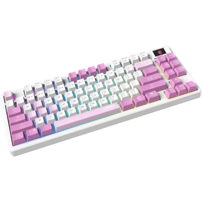 Clavier Gamer sans fil Bluetooth mécanique MSI Forge GK600 TKL RGB (Blanc/Violet) - Publicité Clavier Gamer sans fil Bluetooth mécanique MSI Forge GK600 TKL RGB (Blanc/Violet) - Publicité