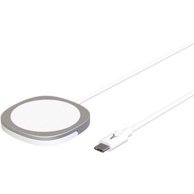 Chargeur induction Akashi Blanc 15W - Support MagSafe & Protection thermique - Publicité Chargeur induction Akashi Blanc 15W - Support MagSafe & Protection thermique - Publicité