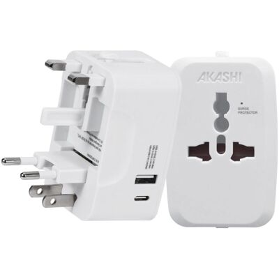 Adaptateur de voyage AKASHI ALTWP 200 WH - Publicité Adaptateur de voyage AKASHI ALTWP 200 WH - Publicité