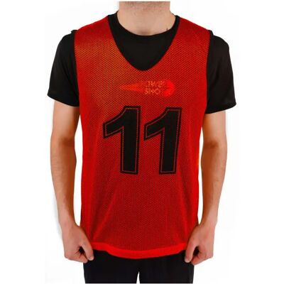 Kit de 11 Chasubles numérotés de 1 à 11 enfant PowerShot Rouge TU - Publicité Kit de 11 Chasubles numérotés de 1 à 11 enfant PowerShot Rouge TU - Publicité