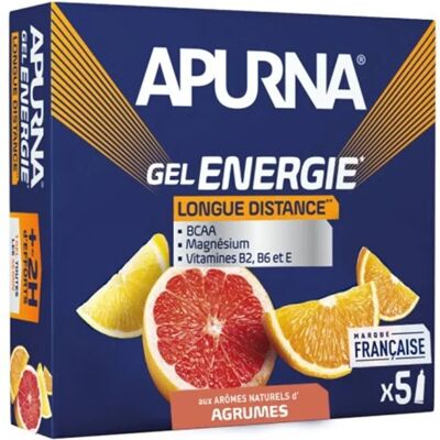 gels énergétique longue distance agrumes +2h d'efforts Apurna Bleu 35 g - Publicité gels énergétique longue distance agrumes +2h d'efforts Apurna Bleu 35 g - Publicité