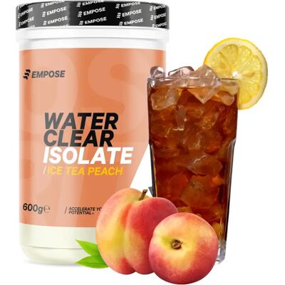Protéine citronade thé glacé à la pêche Empose Water Clear Isolate Orange 600 g - Publicité Protéine citronade thé glacé à la pêche Empose Water Clear Isolate Orange 600 g - Publicité