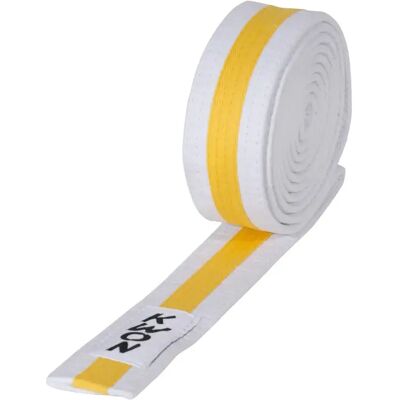 Ceinture blanc/jaune/blanc Budo enfant Kwon Blanc 200 cm - Publicité Ceinture blanc/jaune/blanc Budo enfant Kwon Blanc 200 cm - Publicité