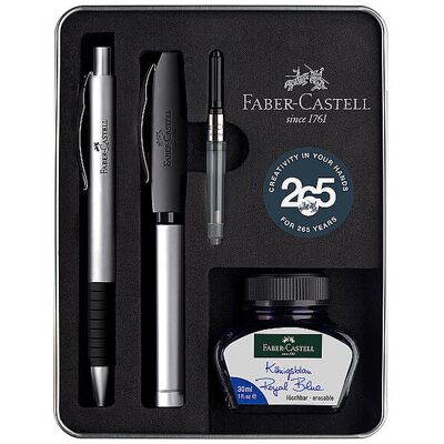 Faber-Castell Set Füllhalter Medium und Kugelschreiber Essentio Metall Silber Matt argent - Publicité Faber-Castell Set Füllhalter Medium und Kugelschreiber Essentio Metall Silber Matt argent - Publicité
