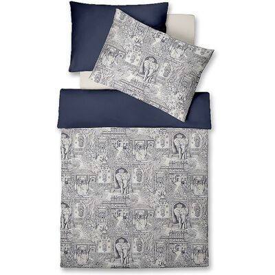 Fleuresse Linge de lit en satin 70x90cm/140x200cm BED ART Indigo bleu marine - Publicité Fleuresse Linge de lit en satin 70x90cm/140x200cm BED ART Indigo bleu marine - Publicité