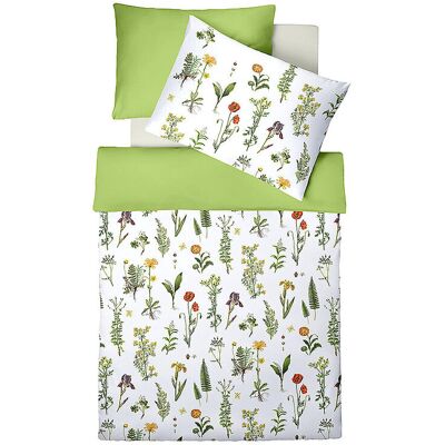 Fleuresse Linge de lit en satin BED ART 70x90cm / 140x200cm Meadow White vert - Publicité Fleuresse Linge de lit en satin BED ART 70x90cm / 140x200cm Meadow White vert - Publicité