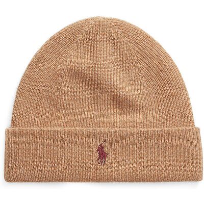 Ralph Lauren Bonnet en cachemire - Tuque camel - Publicité Ralph Lauren Bonnet en cachemire - Tuque camel - Publicité