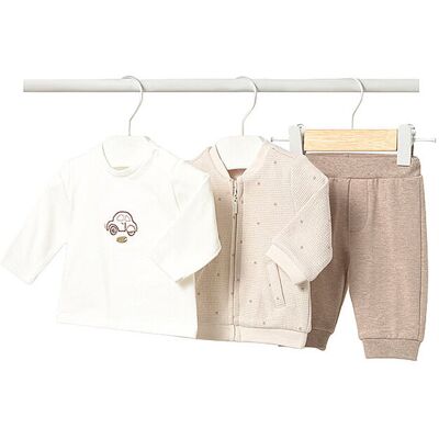 Mayoral Ensemble bébé 3 pièces : veste, t-shirt à manches longues et pantalon beige 56 - Publicité Mayoral Ensemble bébé 3 pièces : veste, t-shirt à manches longues et pantalon beige 56 - Publicité