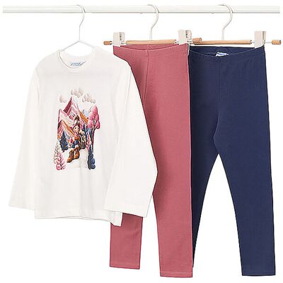 Mayoral Ensemble 3 pièces fille T-shirt et deux leggings rose 104 - Publicité Mayoral Ensemble 3 pièces fille T-shirt et deux leggings rose 104 - Publicité