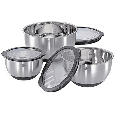 Küchenprofi Set de bols avec couvercles DELUXE antidérapant, 3 pièces acier inoxydable/silicone argent - Publicité Küchenprofi Set de bols avec couvercles DELUXE antidérapant, 3 pièces acier inoxydable/silicone argent - Publicité