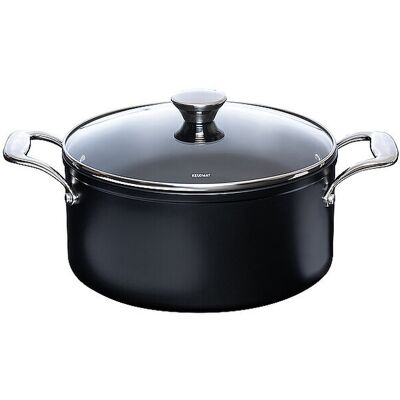 Kelomat Marmite à viande avec couvercle en verre 24cm/5,0l NUOVO Céramique/Antiadhésif noir - Publicité Kelomat Marmite à viande avec couvercle en verre 24cm/5,0l NUOVO Céramique/Antiadhésif noir - Publicité