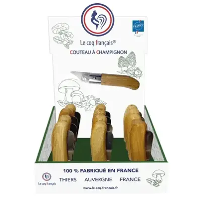 LE COQ FRANÇAIS Présentoir 12 couteaux à champignons de poche - Le Coq * - Publicité LE COQ FRANÇAIS Présentoir 12 couteaux à champignons de poche - Le Coq * - Publicité