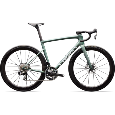 VELOS DE ROUTE Vélo Specialized Tarmac Sl8 Sw Axs Gloss Premium Fjord Metallic/White Metallic Silver 56 - Publicité VELOS DE ROUTE Vélo Specialized Tarmac Sl8 Sw Axs Gloss Premium Fjord Metallic/White Metallic Silver 56 - Publicité