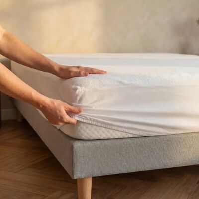 ecomatelas Protège-matelas imperméable - 140 x 190/200 cm - Publicité ecomatelas Protège-matelas imperméable - 140 x 190/200 cm - Publicité