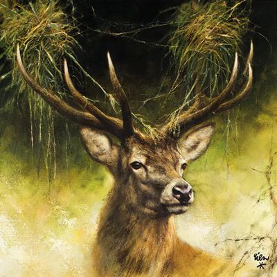 Tableau Cerf Akah (x20) Marron 33x33 cm - Publicité Tableau Cerf Akah (x20) Marron 33x33 cm - Publicité