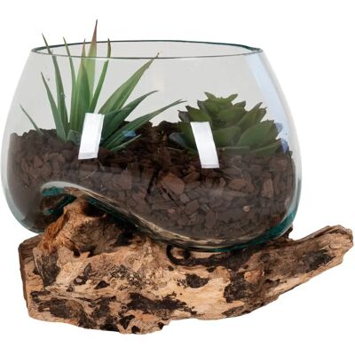 Goutte d'eau en teck et verre House Nordic San Marino Beige 15x15x15 cm - Publicité Goutte d'eau en teck et verre House Nordic San Marino Beige 15x15x15 cm - Publicité
