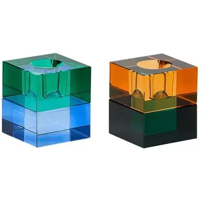 Bougeoir Hubsch Interior Block (x2) Bleu 5x56 cm - Publicité Bougeoir Hubsch Interior Block (x2) Bleu 5x56 cm - Publicité