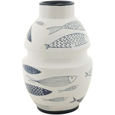 Vase Mauro Ferretti Ceramica Fish Blanc 21x31 cm - Publicité Vase Mauro Ferretti Ceramica Fish Blanc 21x31 cm - Publicité