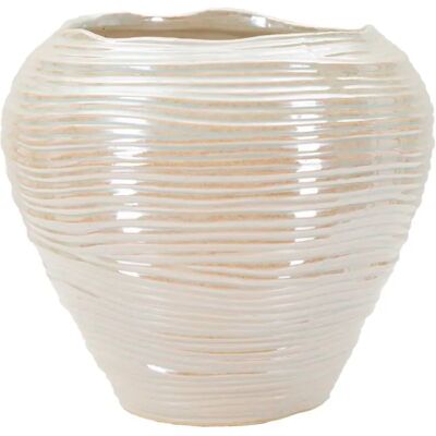 Vase Mauro Ferretti Perly Round Beige 22x20 cm - Publicité Vase Mauro Ferretti Perly Round Beige 22x20 cm - Publicité