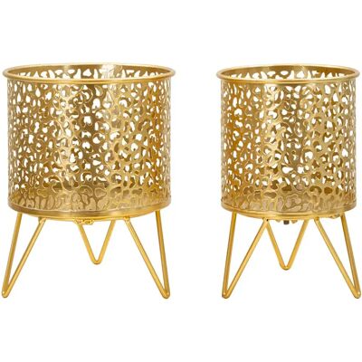 Vase Mauro Ferretti Piny (x2) Doré 16x20-13x20 cm - Publicité Vase Mauro Ferretti Piny (x2) Doré 16x20-13x20 cm - Publicité