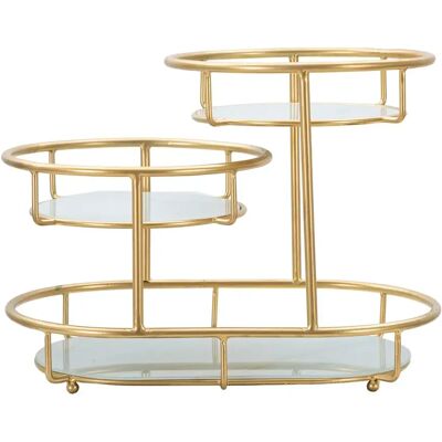 Plateau en métal et verre Mauro Ferretti Doré 36x22,5x27 cm - Publicité Plateau en métal et verre Mauro Ferretti Doré 36x22,5x27 cm - Publicité