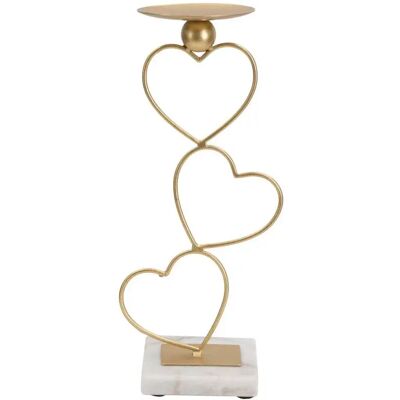 Bougeoir Mauro Ferretti Hearts Doré 14,5x10x32,5 cm - Publicité Bougeoir Mauro Ferretti Hearts Doré 14,5x10x32,5 cm - Publicité